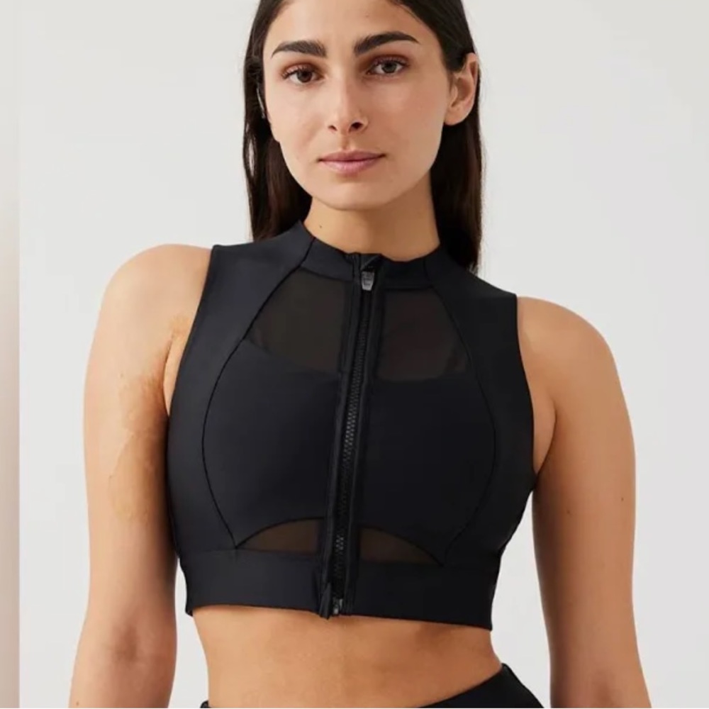 Outdoor Voices splash knit Zip-Front Bra black Small NWT ❤️🖤❤️‍🔥 sold out!
